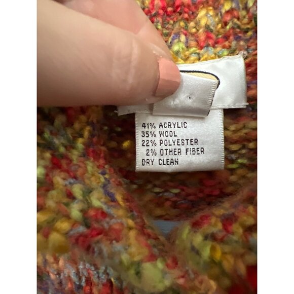 Talbots Wool Blend Sweater Vest L  Multicolor Knit Button-Up - Picture 6 of 11